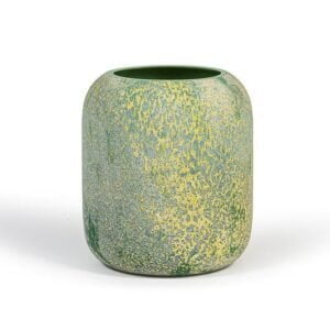 Mondgeblazen vaas - matt green yellow spotted