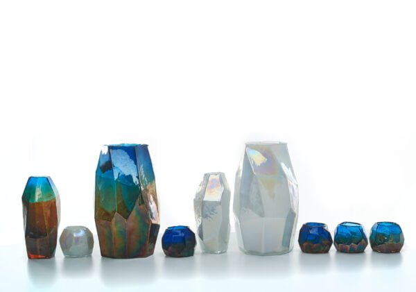 Vaas graphic luster blauw - medium