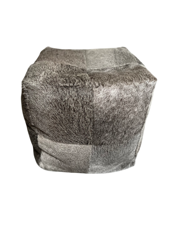 Poef koehuid grijs- 50x50