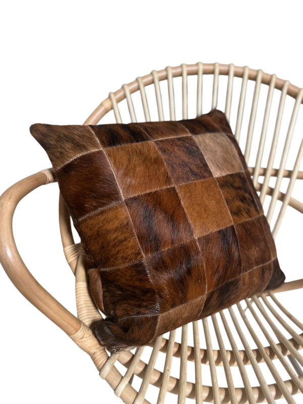 Kussen patchwork koehuid - bruin - 50x50