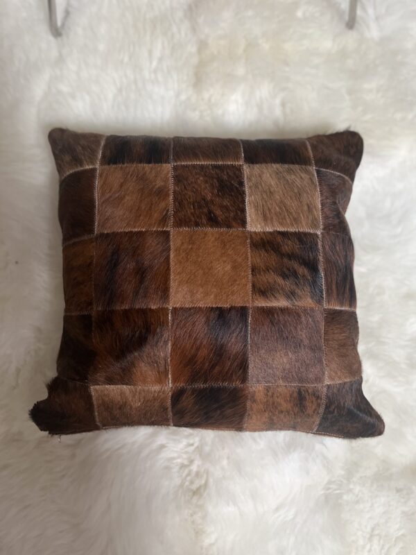 Kussen patchwork koehuid - bruin - 50x50