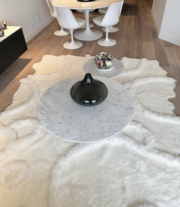 UNIEK organisch tapijt - eigen design: CIRCLES - IJslands wit