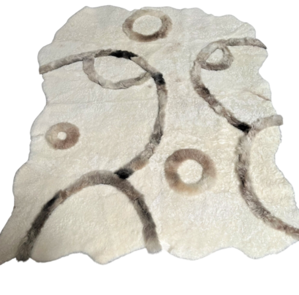 UNIEK organisch tapijt - eigen design: CIRCLES - IJslands wit/ mélange