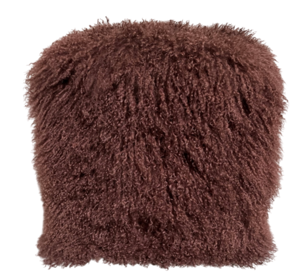 Cube 40x40x40- tibetaanse schapenvacht- bordeaux