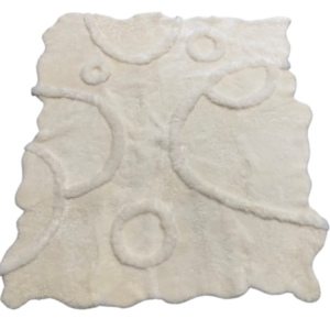 UNIEK organisch tapijt - eigen design: CIRCLES - IJslands wit