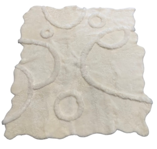 UNIEK organisch tapijt - eigen design: CIRCLES - IJslands wit