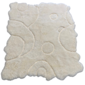 UNIEK organisch tapijt - eigen design: CIRCLES INVERTED- IJslands wit