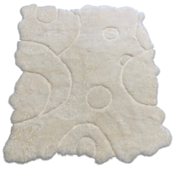 UNIEK organisch tapijt - eigen design: CIRCLES INVERTED- IJslands wit