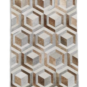 Patchwork koehuid- CUBES beige