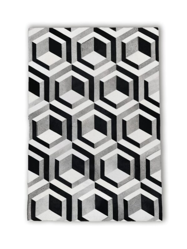 Patchwork koehuid- CUBES zwart/wit