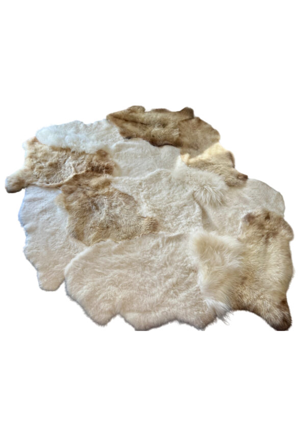 Handgenaaid patchwork tapijt - Wit/caramel - 3 lengtes