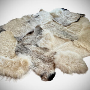 Handgenaaid patchwork tapijt - grey melange/off white - 3 lengtes