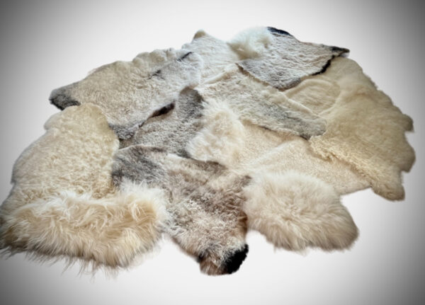 Handgenaaid patchwork tapijt - grey melange/off white - 3 lengtes