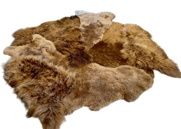 Handgenaaid patchwork tapijt - Camel- 3 lengtes