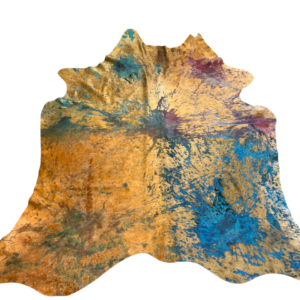 Geverfde koehuid - graffiti - Orange