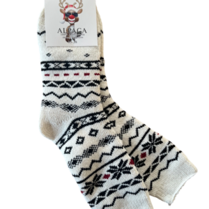 Alpaca kousen - wit met motief