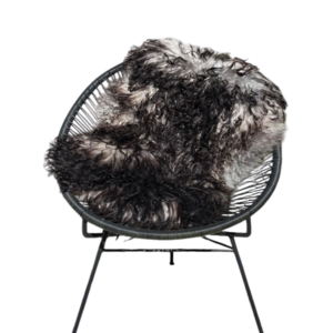 IJslandse schapenvacht - naturel grijs/zwart - langharig CURLY