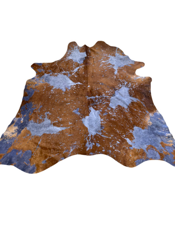 Geverfde koehuid - graffiti - bruin/blauw