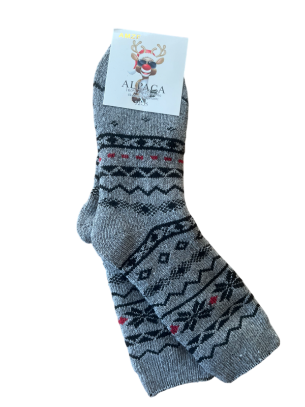 Alpaca kousen - grijs met motief