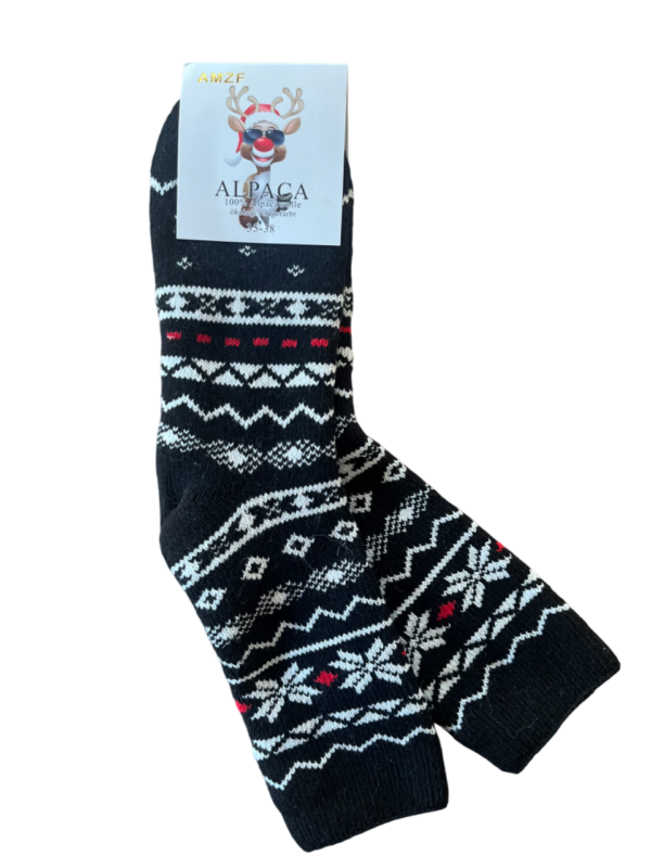 Alpaca kousen - zwart met motief