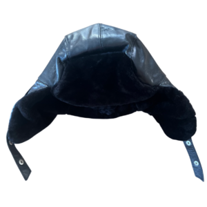 Pilotenmuts - zwart gekleurd konijnenvel /leder - man