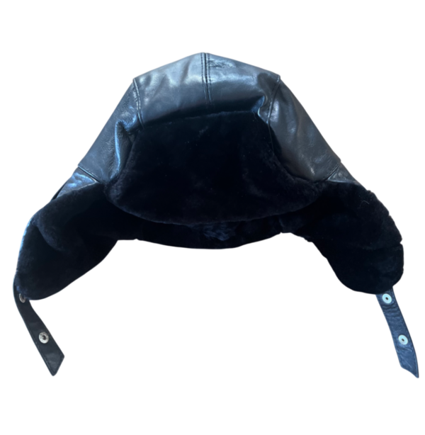 Pilotenmuts - zwart gekleurd konijnenvel /leder - man