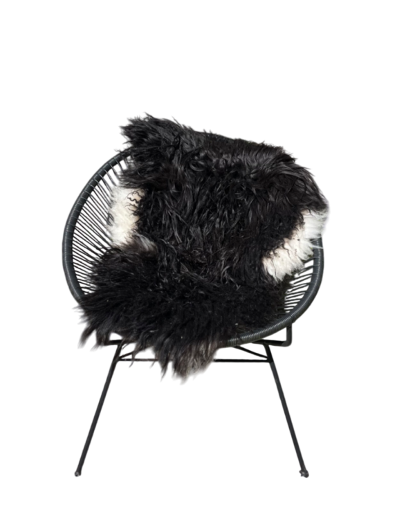 IJslandse schapenvacht - naturel zwart /wit - langharig