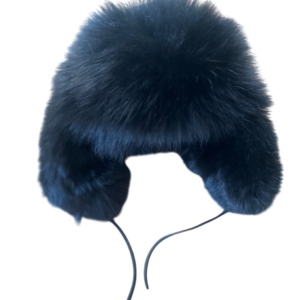 Pilotenmuts - zwart gekleurd konijnenvel /leder - vrouw