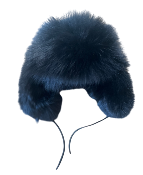 Pilotenmuts - zwart gekleurd konijnenvel /leder - vrouw