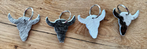 Sleutelhanger uit koehuid - stierenkop