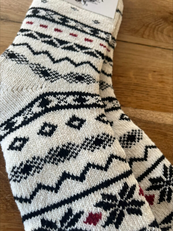 Alpaca kousen - wit met motief