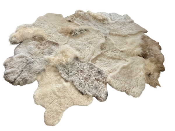 Handgenaaid patchwork tapijt -Off white/mélange- 3 lengtes - 270x190cm