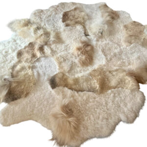 Handgenaaid patchwork tapijt -Off white/mรฉlange- 3 lengtes - 230x180cm