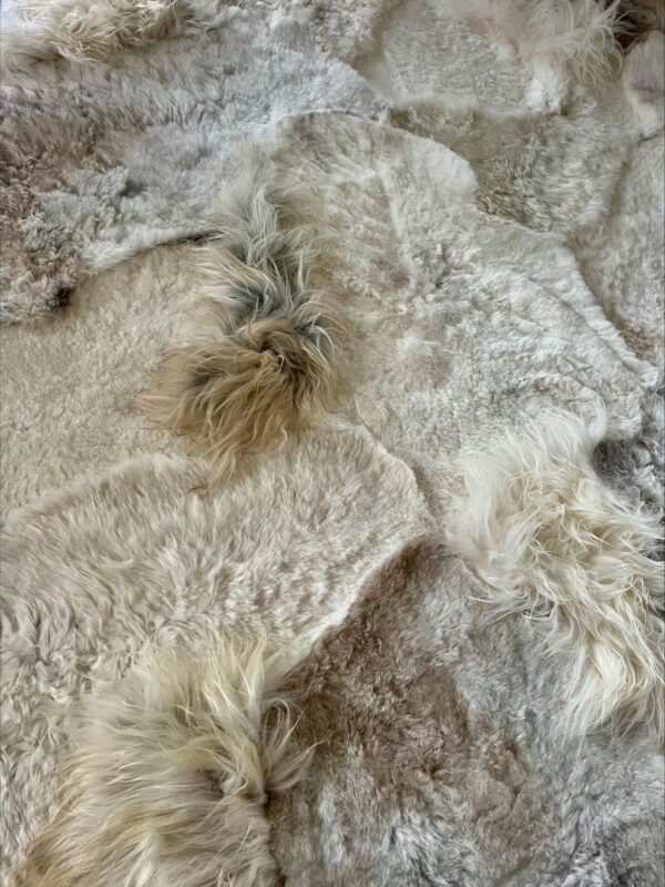 Handgenaaid patchwork tapijt -Off white/mélange- 3 lengtes - 270x190cm