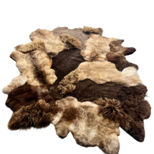 Handgenaaid patchwork tapijt - Naturel Caramel/Brown - 3 lengtes- 240x200cm