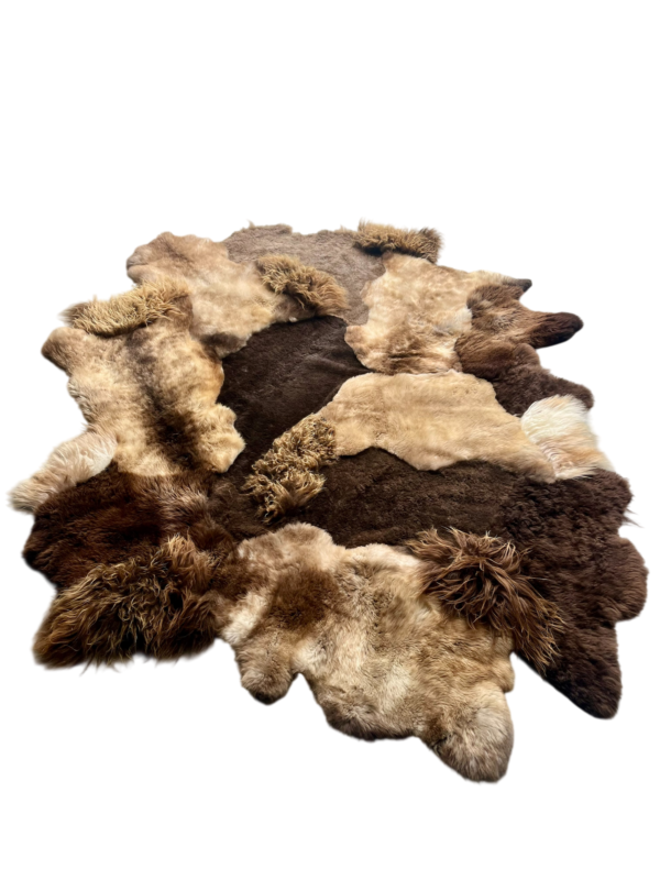 Handgenaaid patchwork tapijt - Naturel Caramel/Brown - 3 lengtes- 240x200cm