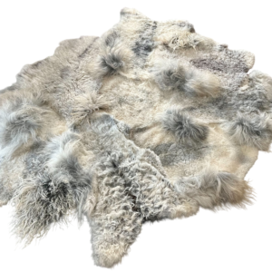 Handgenaaid patchwork tapijt - naturel grey - 3 lengtes- 200x160cm