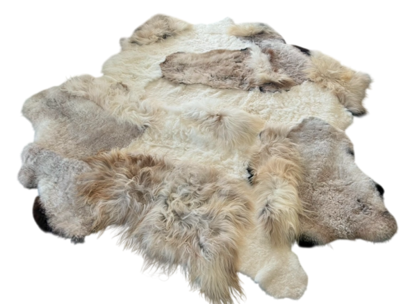 UNIEK STUK- Handgenaaid patchwork tapijt - melange/white - 3 lengtes- 240x200cm