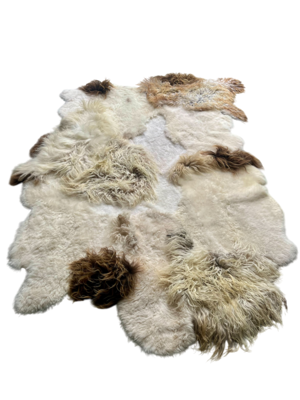 UNIEK STUK- Handgenaaid patchwork tapijt - curly-melange/off white - 3 lengtes- 240x180cm