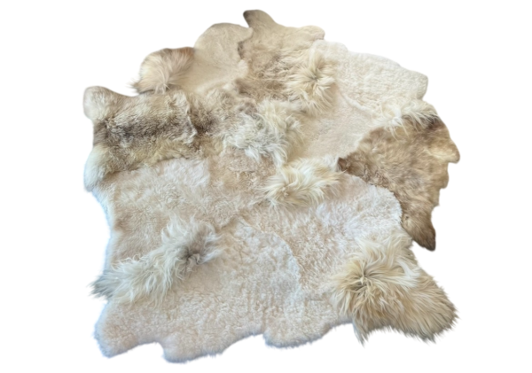 Handgenaaid patchwork tapijt - English melange/white - 3 lengtes- 220x180cm