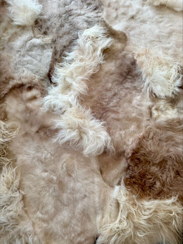 Handgenaaid patchwork tapijt - Soft beige- 3 lengtes- 220x180cm