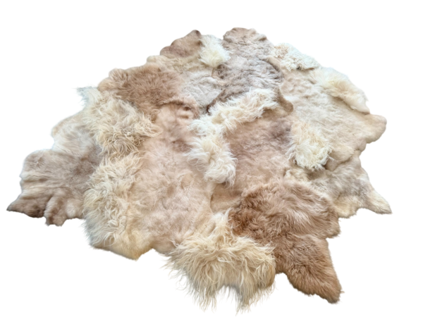 Handgenaaid patchwork tapijt - Soft beige- 3 lengtes- 220x180cm