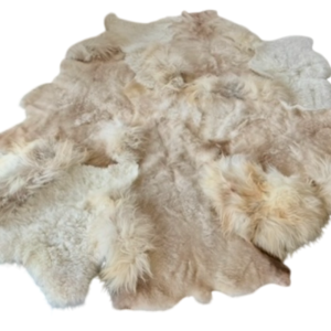 Handgenaaid patchwork tapijt - Soft beige/white - 3 lengtes- 230x180cm