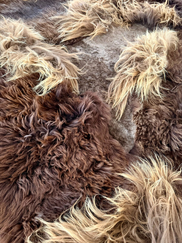 Handgenaaid patchwork tapijt - Naturel Brown  - 3 lengtes- 160x130cm