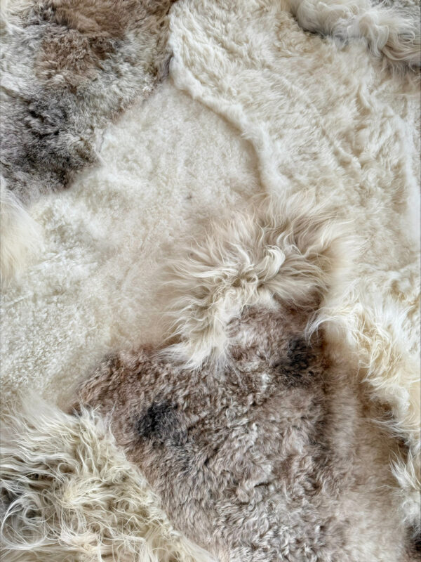 Handgenaaid patchwork tapijt -Mélange/White- 3 lengtes - 220x170cm