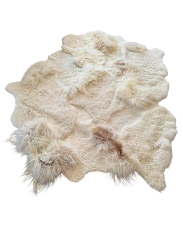 Handgenaaid patchwork tapijt -Off white- 3 lengtes - 220x180cm