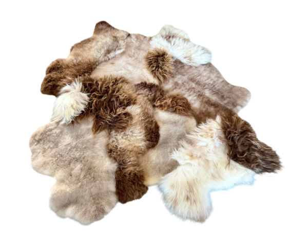 Handgenaaid patchwork tapijt - Naturel Brown/Beige - 3 lengtes- 160x130cm