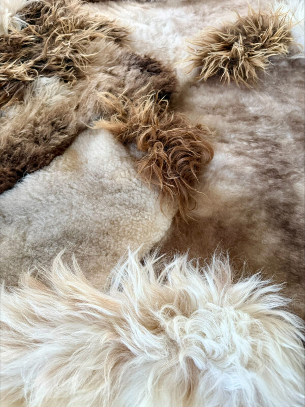 Handgenaaid patchwork tapijt - Naturel Brown/Beige - 3 lengtes- 160x130cm