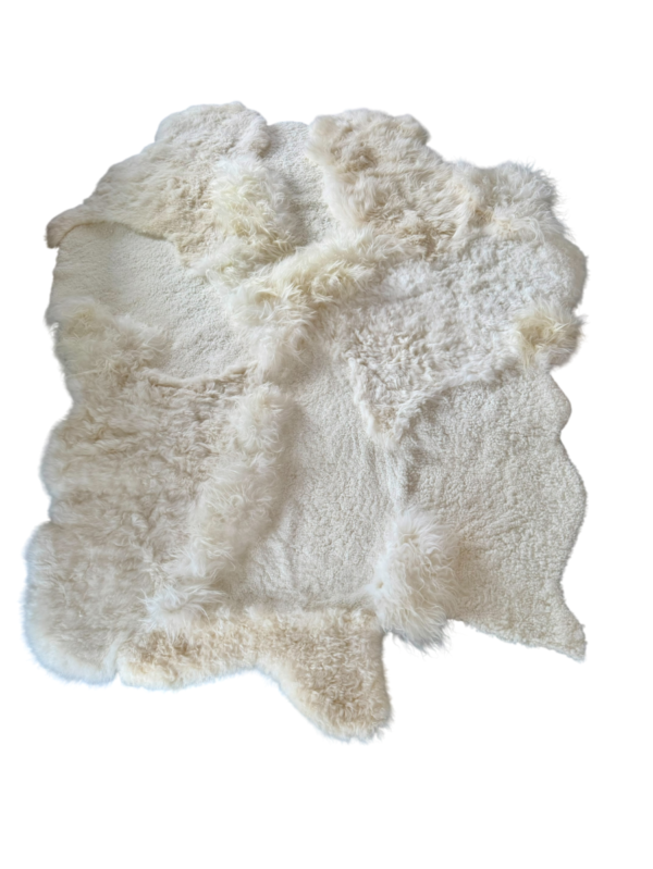UNIEK STUK- Handgenaaid patchwork tapijt -  spanish curly x Icelandic/English - White/off white -2 lengtes- 220x160/170cm