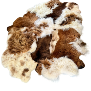 Handgenaaid patchwork tapijt - Naturel Spotted Brown/Rusty  - 3 lengtes- 230x170cm
